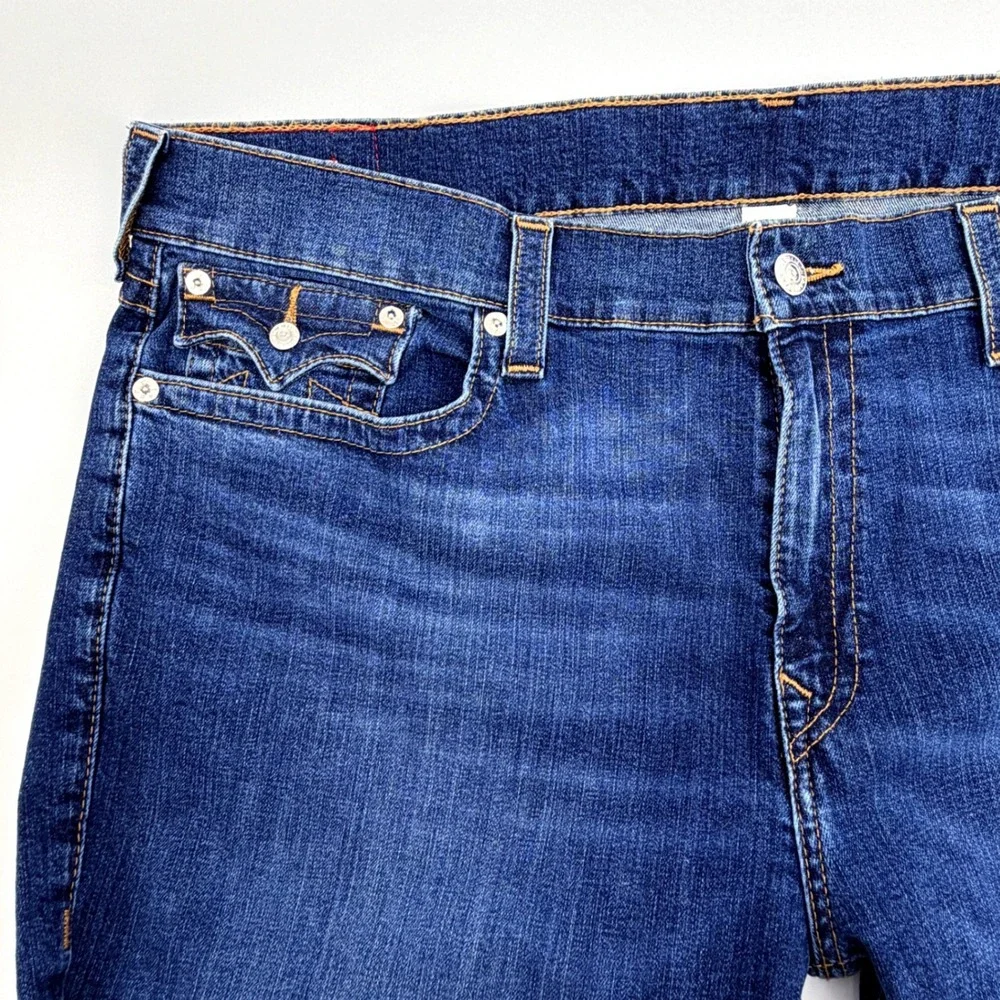 True Religion Ricky Flap Men 44 Blue NEW Straight Leg Relaxed Fit Jeans